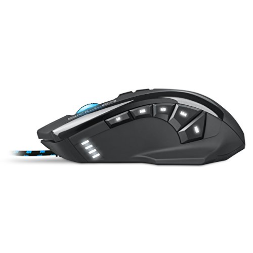 Sharkoon SGM1 - Ratón Gaming Óptico, 10800 DPI, 12 Botones, Negro