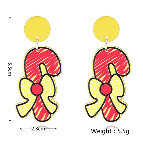 Sharplace Pendientes de botón de Navidad Creativo Dulce cuelga Joyería de botón de Dibujos Animados Lindo para Navidad - Muleta, 0.91 × 2.17 Pulgadas