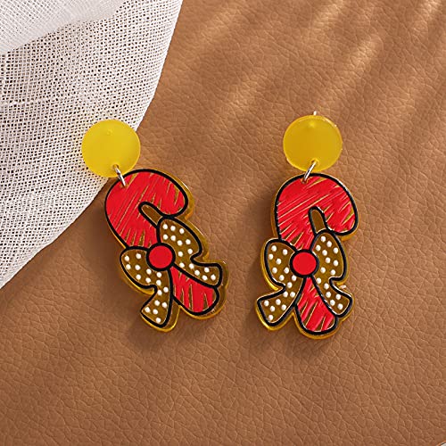 Sharplace Pendientes de botón de Navidad Creativo Dulce cuelga Joyería de botón de Dibujos Animados Lindo para Navidad - Muleta, 0.91 × 2.17 Pulgadas