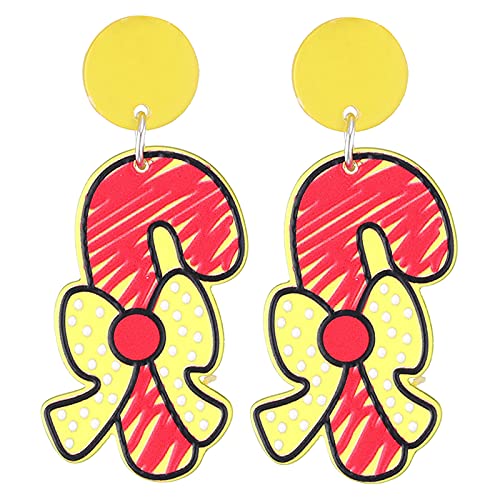 Sharplace Pendientes de botón de Navidad Creativo Dulce cuelga Joyería de botón de Dibujos Animados Lindo para Navidad - Muleta, 0.91 × 2.17 Pulgadas
