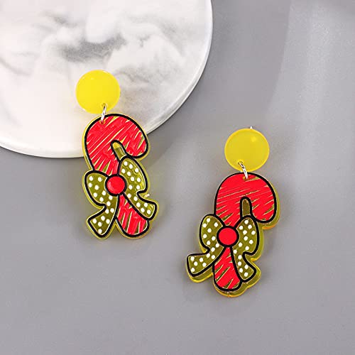 Sharplace Pendientes de botón de Navidad Creativo Dulce cuelga Joyería de botón de Dibujos Animados Lindo para Navidad - Muleta, 0.91 × 2.17 Pulgadas