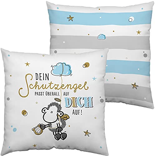 Sheepworld 47241 - Cojín Reversible (poliéster, 40 x 40 cm), diseño de ángel de la Guarda