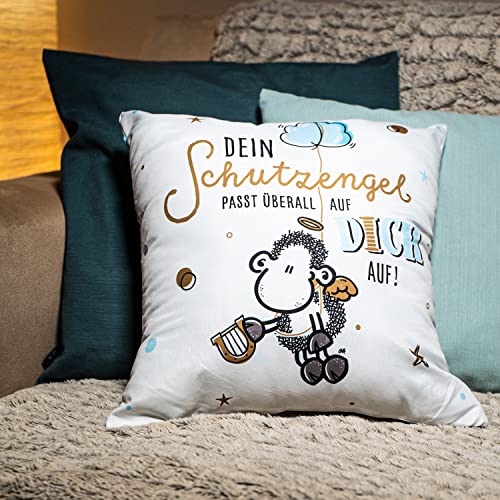 Sheepworld 47241 - Cojín Reversible (poliéster, 40 x 40 cm), diseño de ángel de la Guarda