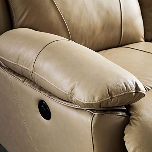 Shiito - Sofá de 3 Plazas Relax con Mecanismo eléctrico, Equipado con USB. Tapizado en Piel y Disponible el Color Camel. Modelo Darwin…