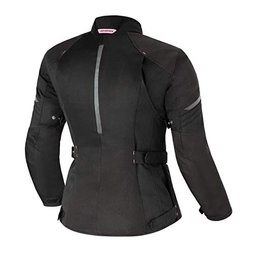 SHIMA JET Chaqueta Moto Mujere -Transpirable Cazadora Moto Malla de Verano Hombre con Membrana Impemeable, Protectores CE Espalda, Hombros, Codos, Ajuste de la Anchura (Negro, S)