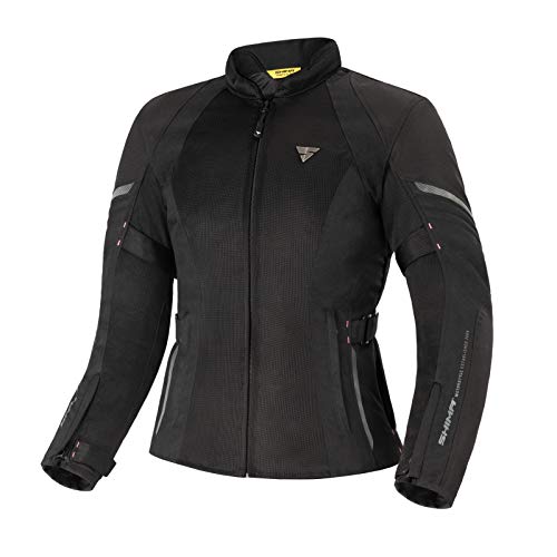 SHIMA JET Chaqueta Moto Mujere -Transpirable Cazadora Moto Malla de Verano Hombre con Membrana Impemeable, Protectores CE Espalda, Hombros, Codos, Ajuste de la Anchura (Negro, S)