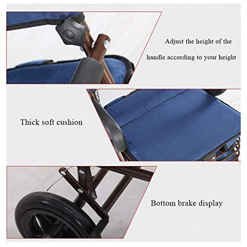 showyow Carrito de Compras Plegable Trolley Ayudante para Personas Mayores Silla de Ruedas Plegable Asiento de Seis Ruedas con Carrito de Compras, Andador para Personas Mayores 8