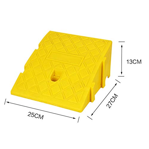 Shunfaji Rampa de levantamiento de coche, Rampa de goma, Rampa para silla de ruedas, Rampas de carga, rampas de tren de goma para coche, moto, silla de ruedas (amarillo, 25 x 27 x 13 cm)