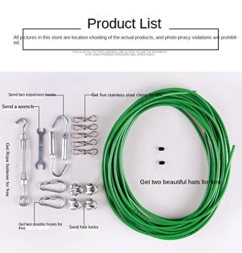 shuwen Tendedero 26 m, núcleo Acero, Fuerte Cubierta Exterior PVC, Resistente Intemperie,Incluidas Herramientas Utiliza Jardines al Aire Libre y en interiores-26m||5mm