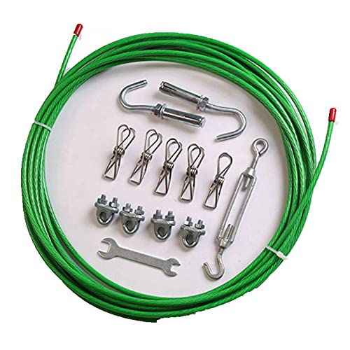 shuwen Tendedero 26 m, núcleo Acero, Fuerte Cubierta Exterior PVC, Resistente Intemperie,Incluidas Herramientas Utiliza Jardines al Aire Libre y en interiores-26m||5mm