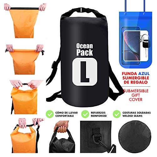 ShyaWorld Bolsa Mochila Impermeable Estanca Seca. litros Diferentes de Capacidad. Funda de Móvil Impermeable Estanca Hermética Incluida. para Playa Kayak Surf Montaña. (Gris, 5L)