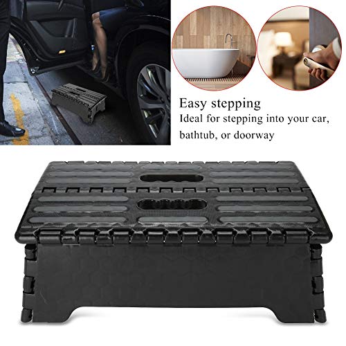 SHYEKYO Taburete para bañera, Taburete Plegable, portátil, Negro, de plástico, con escalón, Capacidad de Carga de 300 LB, Taburete para baño, para Coche/bañera/Entrada