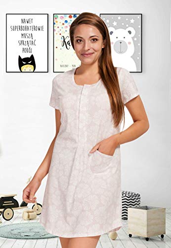 Sibinulo Camisón de Maternidad Pijama Lactancia Vestido Rosa Pastel con Flores Blancas S