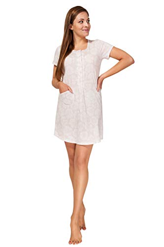 Sibinulo Camisón de Maternidad Pijama Lactancia Vestido Rosa Pastel con Flores Blancas S