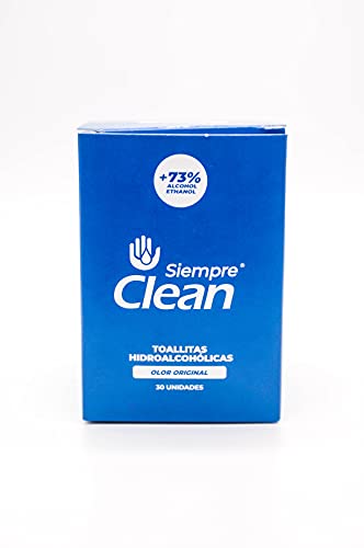SiempreClean Toallitas Monodosis de Adultos Hidroalcohólicas | Toallitas Desinfectantes para Manos y Superficies | 30 Unidades