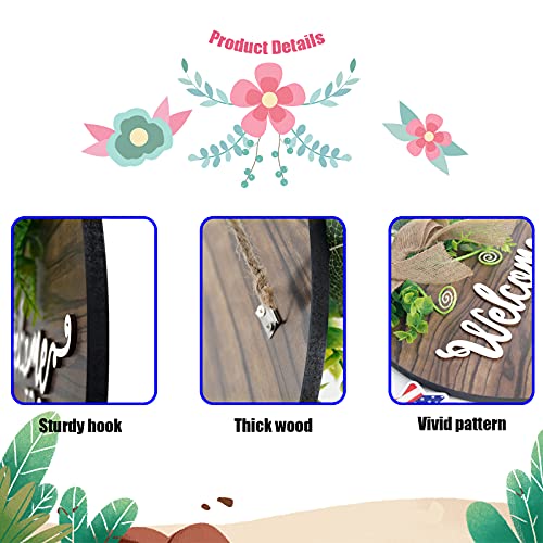 Signo De Bienvenida Intercambiable Puerta Delantera Rural De Madera Decoración Pórtico De La Granja Pórtico De La Grúa De La Puerta De Temporada Signo De Corona Familiar De 12 Pulgadas (marrón)