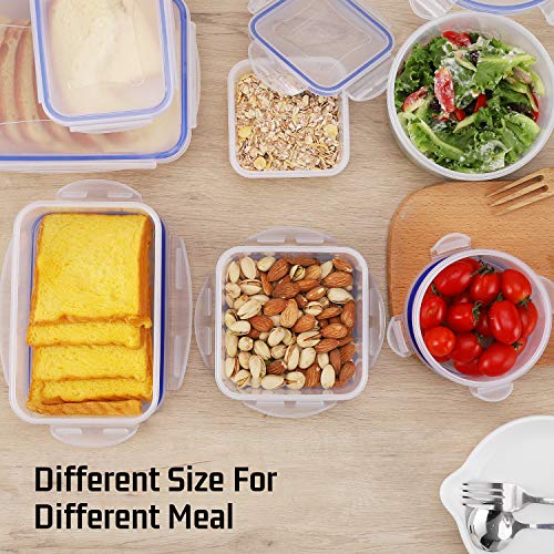 SIKITUT Recipientes de Plástico para Comida,Set de Contenedores de Alimentos,Recipientes Herméticos 8 Piezas,Apto para Lavavajillas, Microondas y Congelador, A Prueba de Fugas, Sin BPA