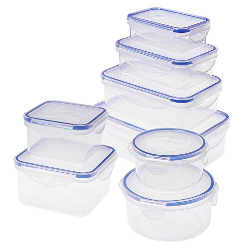 SIKITUT Recipientes de Plástico para Comida,Set de Contenedores de Alimentos,Recipientes Herméticos 8 Piezas,Apto para Lavavajillas, Microondas y Congelador, A Prueba de Fugas, Sin BPA