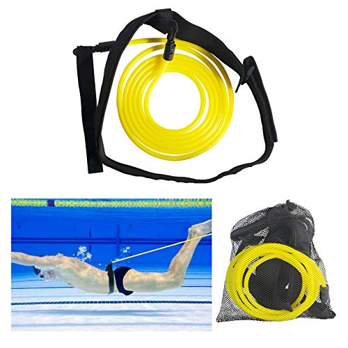 Silingsan Cinturón de Natación, Cinturón de Entrenamiento de Natación, Ajustable Cuerda Elástica Duradera para Entrenamiento de Piscina, Exteriores Cinturón de Resistencia para Natación