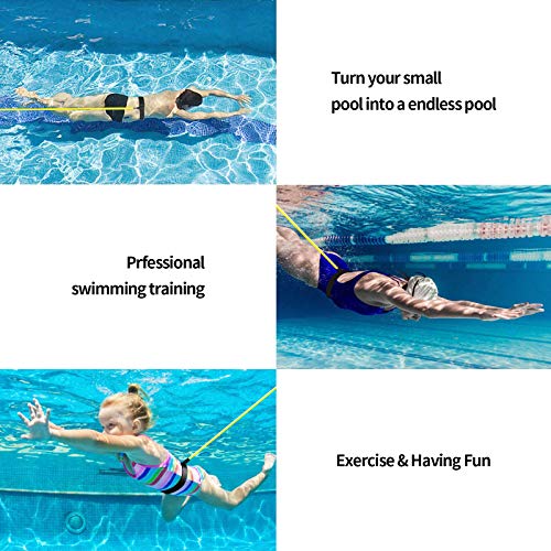 Silingsan Cinturón de Natación, Cinturón de Entrenamiento de Natación, Ajustable Cuerda Elástica Duradera para Entrenamiento de Piscina, Exteriores Cinturón de Resistencia para Natación