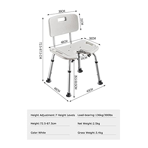 Silla De Ducha De Alta Resistencia con Espalda Y Mango Incorporado, Asiento Antideslizante Libre Y Tapete Trasero, Asiento De Ducha De Tipo U para Discapacitados, Personas Mayores