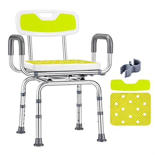Silla de Ducha Portátil para Personas Mayores Sill Swivels Altura ajustable del asiento de la silla de baño portátil con los brazos y la espalda, se aplica a adultos mayores y ayudas for taburetes de