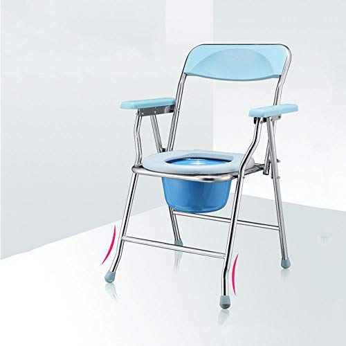 Silla De Inodoro Plegable, Asiento De Inodoro PortáTil Al Lado De La Cama, Asiento De Inodoro Cuarto De BañO Con Inodoro, ProteccióN Contra Salpicaduras Y Los Apoyabrazos, 440 Libras, Azul