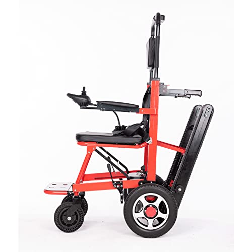 Silla de Ruedas eléctrica para Subir escaleras Silla de Ambulancia Plegable portátil Herramientas para discapacitados Mayores Freno electromagnético Marco de aleación de Aluminio de Tres Motores