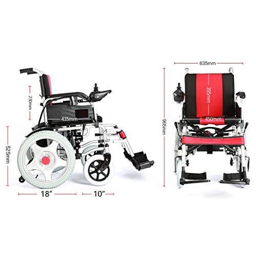 Silla de ruedas electrica Plegable Manual eléctrica de Doble Uso Silla de Ruedas de Doble Motor con Joystick 360 ° Azul