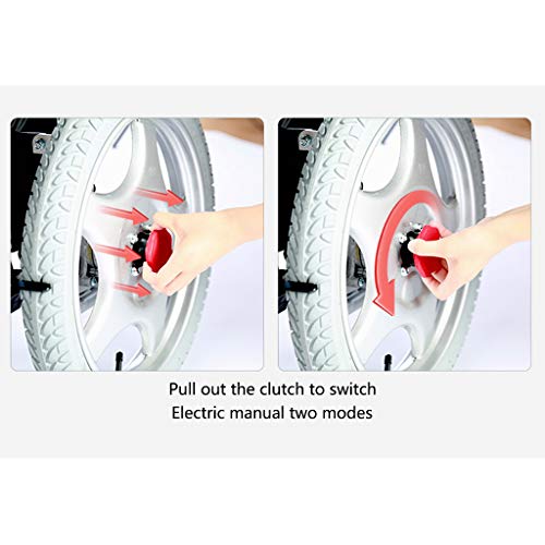 Silla de ruedas electrica Plegable Manual eléctrica de Doble Uso Silla de Ruedas de Doble Motor con Joystick 360 ° Azul