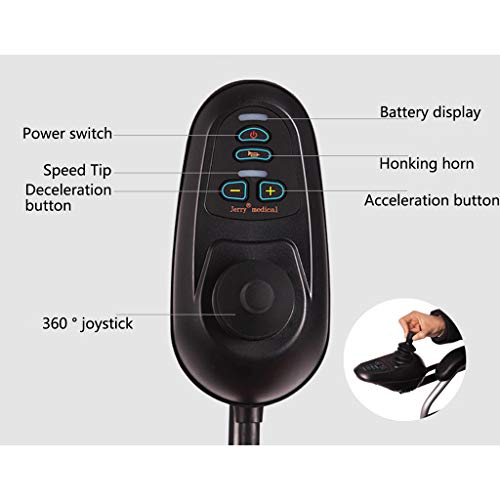 Silla de ruedas electrica Plegable Manual eléctrica de Doble Uso Silla de Ruedas de Doble Motor con Joystick 360 ° Azul