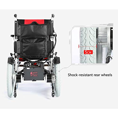 Silla de ruedas electrica Plegable Manual eléctrica de Doble Uso Silla de Ruedas de Doble Motor con Joystick 360 ° Azul
