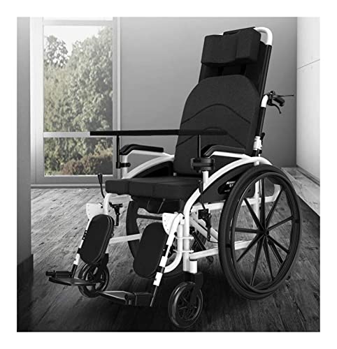 Silla de ruedas inteligente portátil plegable 24 Kg Transporte plegable de la rueda de la silla de ruedas Ascensor del asiento del respaldo, media manga de 150 kg de escritorio pesado, desmontable, de