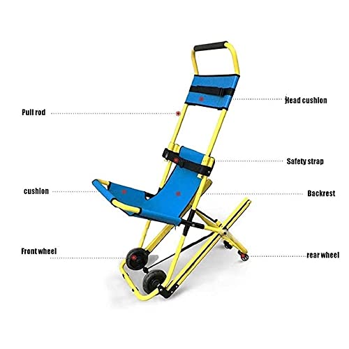 Silla de ruedas Silla de ambulancia plegable de peso ligero para la silla de evacuación de emergencia de aluminio/camilla con un cinturón de seguridad y 4 ruedas para gimnasios, hospitales