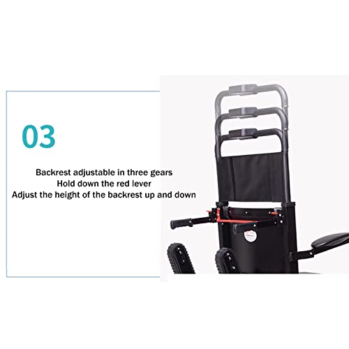 Silla elevadora de escaleras eléctrica - Silla de ruedas elevadora de escaleras ajustable multifuncional, plegable, ligera, de aleación de aluminio, elevadora para discapacitados con orugas eléctrico
