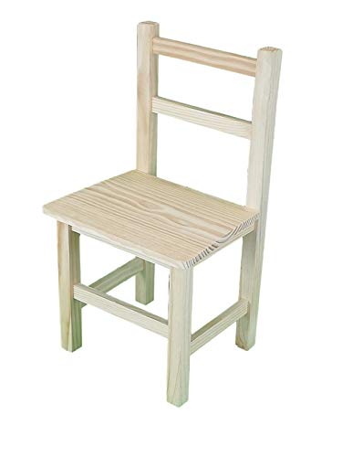Silla infantil de madera. En crudo, para decorar. Medidas (ancho/fondo/alto): 30 * 27 * 57 cm.