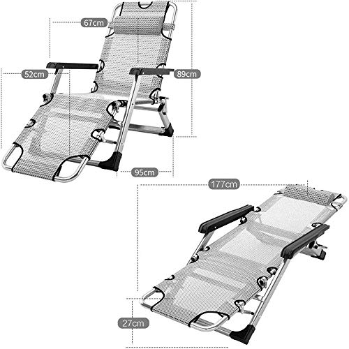 Silla Plegable, Liviana Y Duradera, Cubierta De Jardín, Silla Reclinable Plegable, Sillón De Oficina, Silla Plegable Para Exteriores, Cama Para Siesta Simple, Cama Para Hospital (Color: Gris) (Color:
