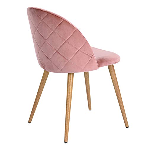 Sillas de Comedor de Terciopelo Juego de 2/4/6 Sillas de Ocio Modernas de Mediados de Siglo Sillas tapizadas con Patas de Metal para la Sala de Estar del Dormitorio (Pink 4)