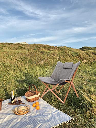 Sillas de Jardin Diseño de Mariposa Sillón Reclinable Silla Plegables Moderno Acolchado para Exterior y Interior Terraza Camping Gris Claro