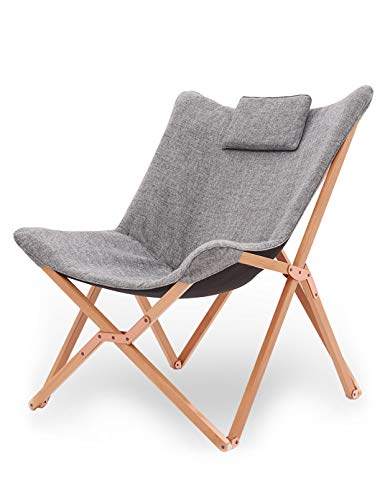 Sillas de Jardin Diseño de Mariposa Sillón Reclinable Silla Plegables Moderno Acolchado para Exterior y Interior Terraza Camping Gris Claro