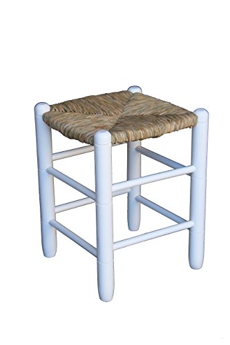 Sillas y Mesas Peña Taburete bajo Asiento Enea. Madera Natural para Pintado. Asiento 35x35cm Altura al Asiento 45cm.