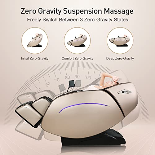 Sillón Masajeador Manos Robóticas 3D con Pistas SL,SUFUL Función Calor en la Espalda Sillón de Masaje y Relax con Posición a Gravedad Cero,Masaje por Compresión de Aire Sillones Orejeros(Oro Rosa)
