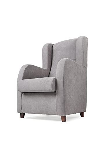 Sillón Orejero Estrecho. Especial Ancho: 67 cm. Medidas 107x80x67 cm. Tela Antimanchas (Gris)