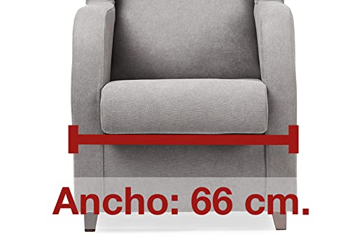 Sillón Orejero Estrecho. Especial Ancho: 67 cm. Medidas 107x80x67 cm. Tela Antimanchas (Gris)