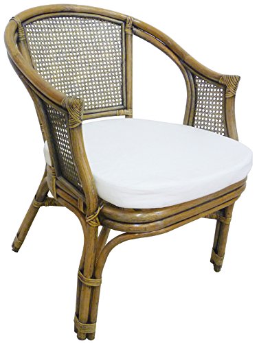 Sillón silla de mimbre Bambú Junco Vienna Rattan marrón Nogal con almohadas para casa habitación salón bar Bamboo