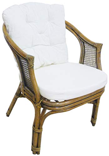 Sillón silla de mimbre Bambú Junco Vienna Rattan marrón Nogal con almohadas para casa habitación salón bar Bamboo