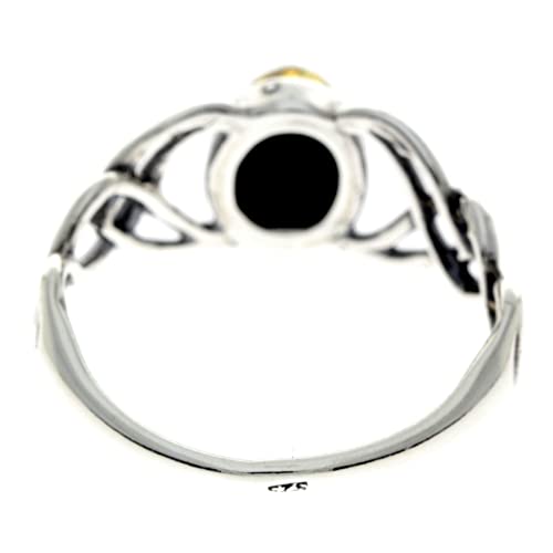 SilverAmber Jewellery - Anillo de plata de ley 925 y nudos celtas de ámbar báltico - 7482, V, Piedra preciosa., Ámbar Verde,