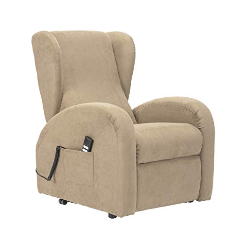 SIME - Levanta Personas Sillón con inclinación combinó 1 Motor Lola-1 M-MICAM Camel Microfibra CE Médica