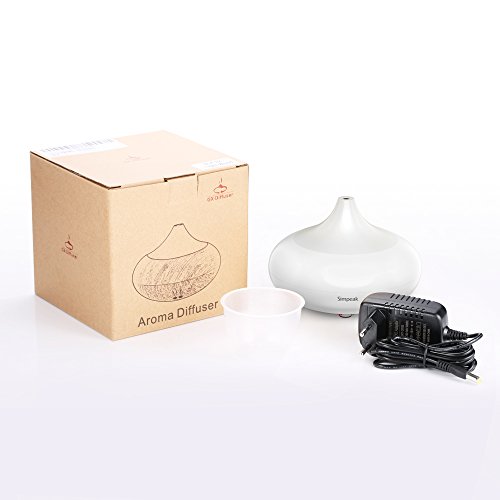 Simpeak Humidificador Ultrasonico Aromaterapia 100ml, Vapor Difusor Ultrasonico con 7-Color LED de luz para Bebes, Hogar, Oficina, Bebe, Dormitorio - Blanco