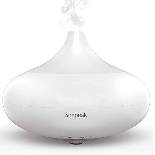 Simpeak Humidificador Ultrasonico Aromaterapia 100ml, Vapor Difusor Ultrasonico con 7-Color LED de luz para Bebes, Hogar, Oficina, Bebe, Dormitorio - Blanco